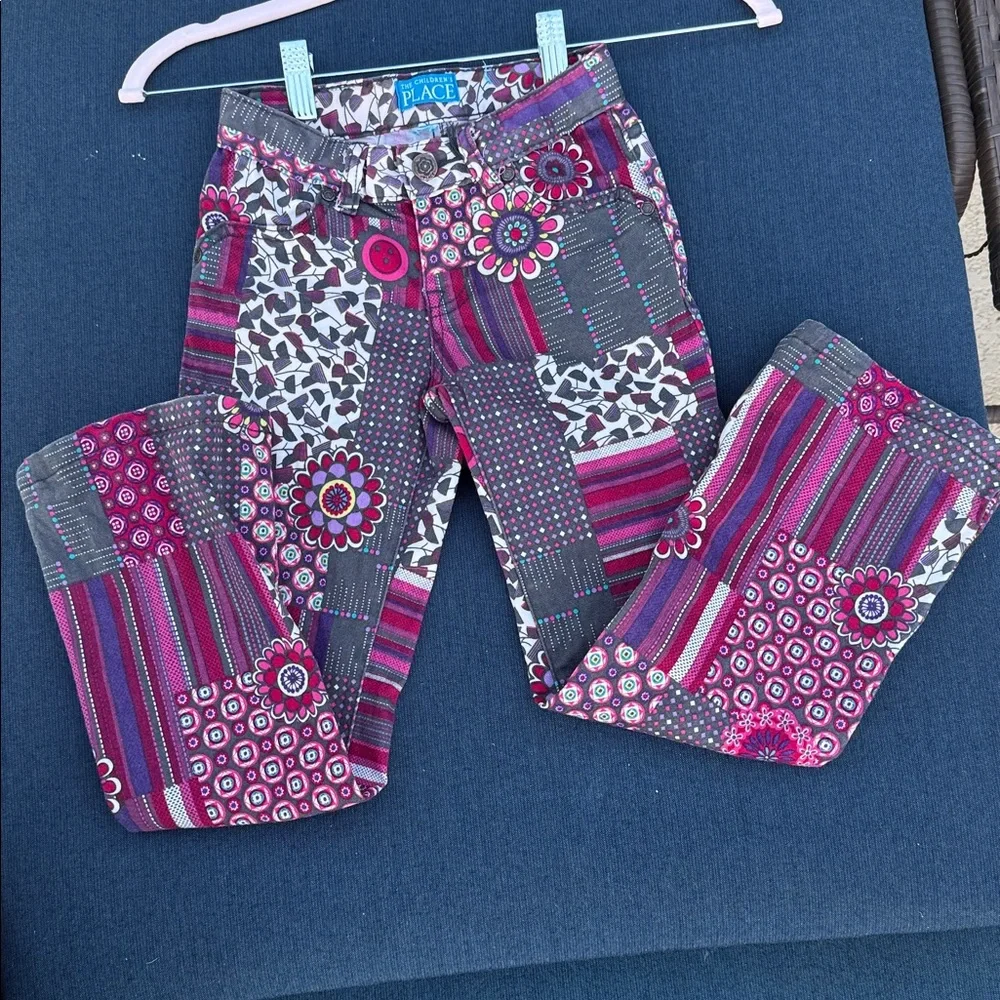The Children’s Place sz 7 purple/pink/gray Adjustable Patchwork Pants